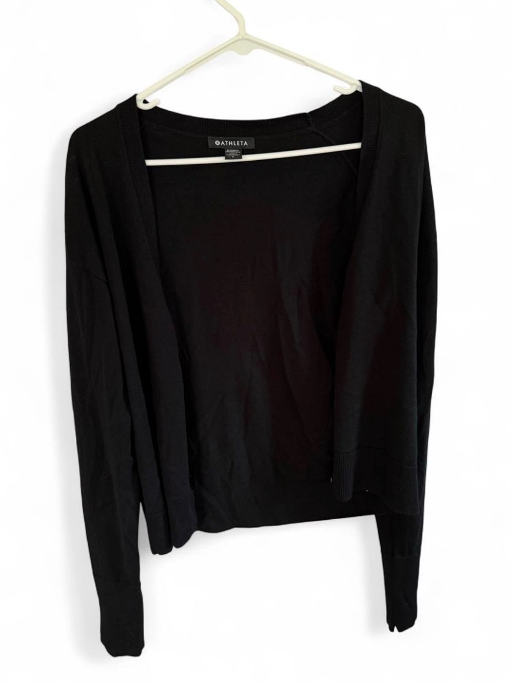 Athleta Black Open-Front Lightweight Cardigan Sweater